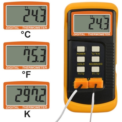 Picture of Digital K-Type Dual-CH Thermocouple Thermometer-Multicolor