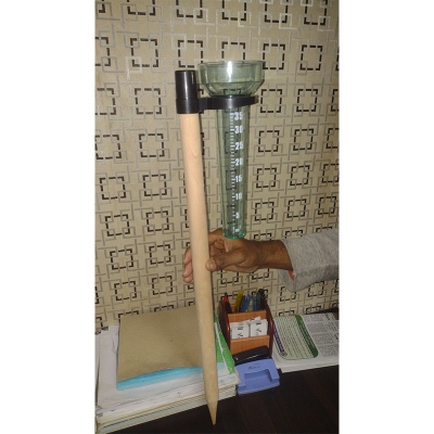 Picture of Garden Rain Gauge with Wooden Stand-Multicolor
