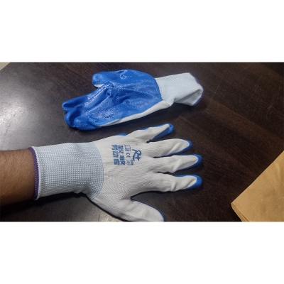 Picture of Nylon Rubber Coated Safety Hand Gloves 12 Pair-Multicolor