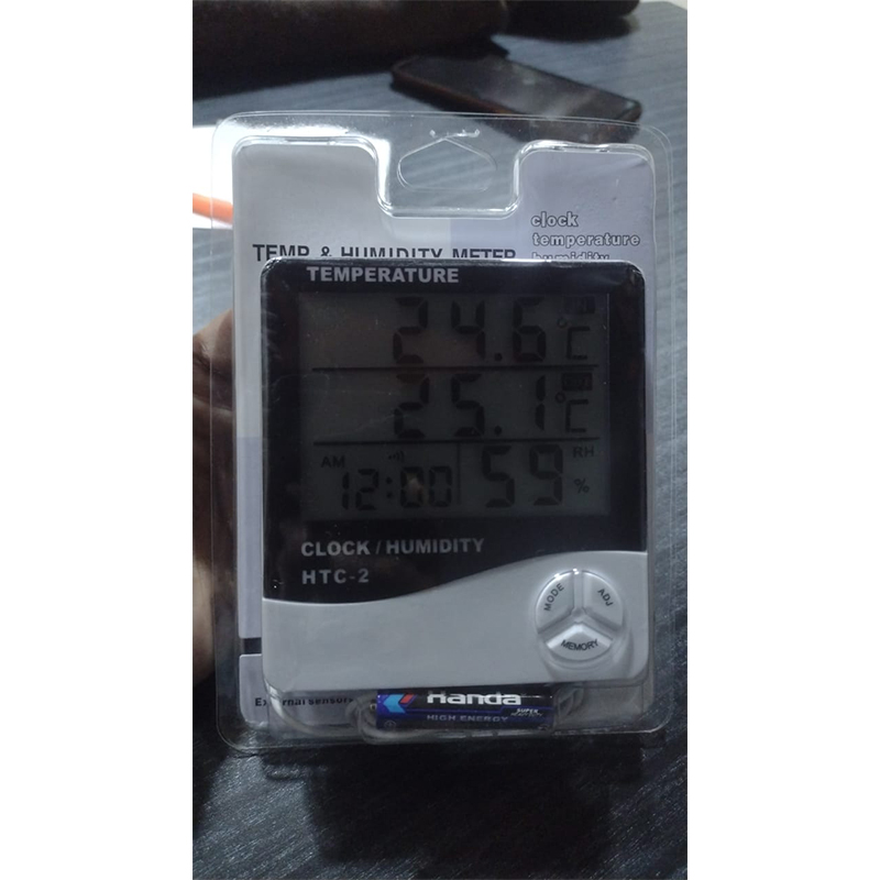 Picture of HTC-2 Temperature Humidity Digital Hygrometer with Clock-Multicolor