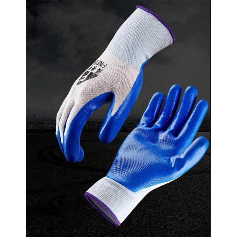 Picture of 1 Pair Nylon Rubber coated Safety Hand Gloves for Industrial , Household, gardening work-Blue