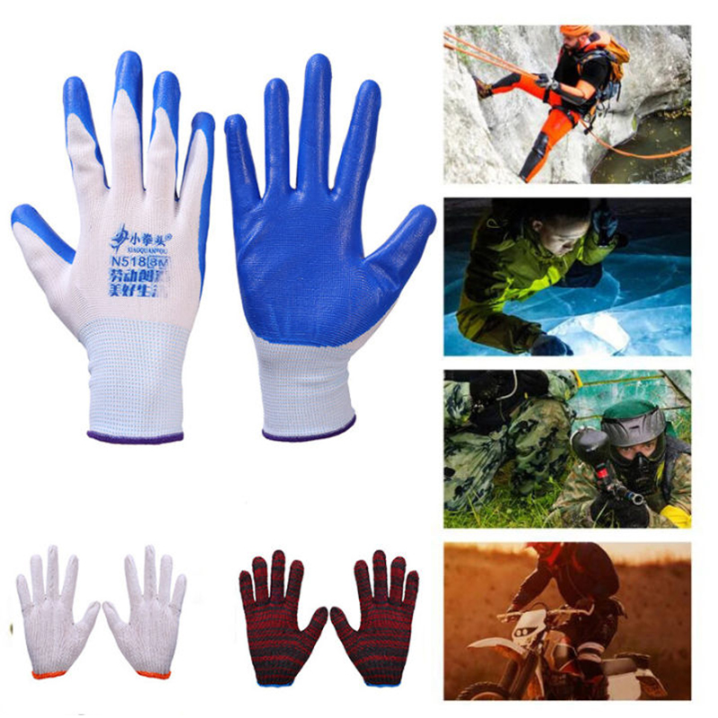 Picture of 1 Pair Nylon Rubber coated Safety Hand Gloves for Industrial , Household, gardening work-Blue