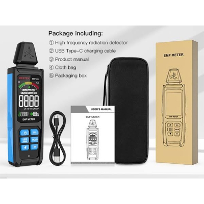 Picture of EMF Detector, MESTEK 4 in 1 EMF Meter Radiation Detector, Electric Field,Radio Frequency Field Temperature, Magnetic Field Strength Meter, Rechargeable EMF Reader Home EMF Detection and Ghost Hunting