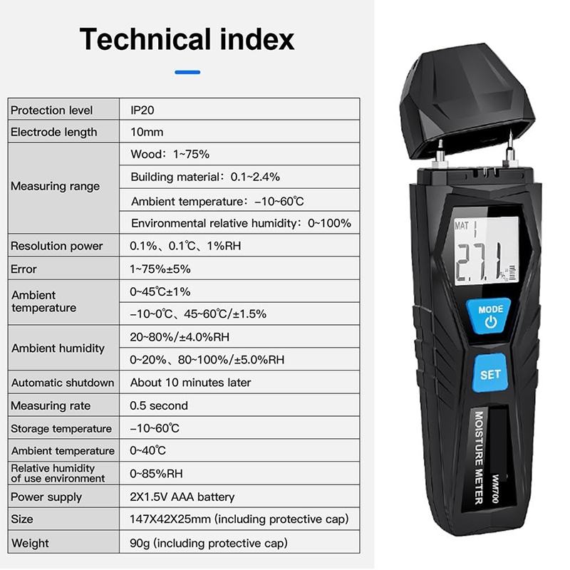 Picture of MESTEK WM700 2 Pin Moisture Meter-Multicolor
