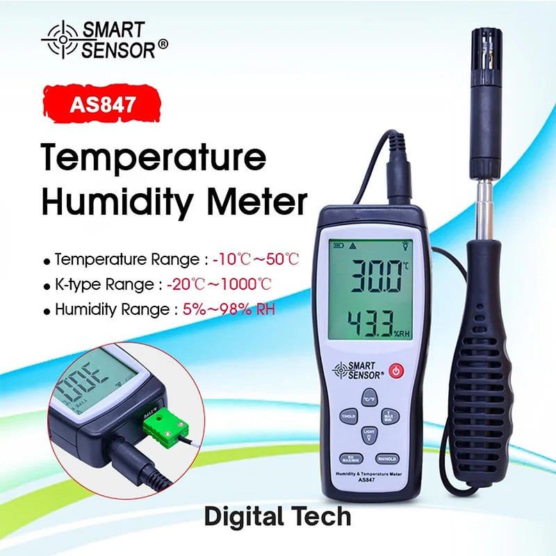 Picture of Smart Sensor Humidity and Temperature Meter AS847 Probe Type-Multicolor