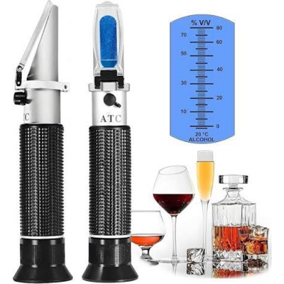 Picture of Alcohol Refractometer 0-80% V/V Handheld Wine Hydrometer-Multicolor