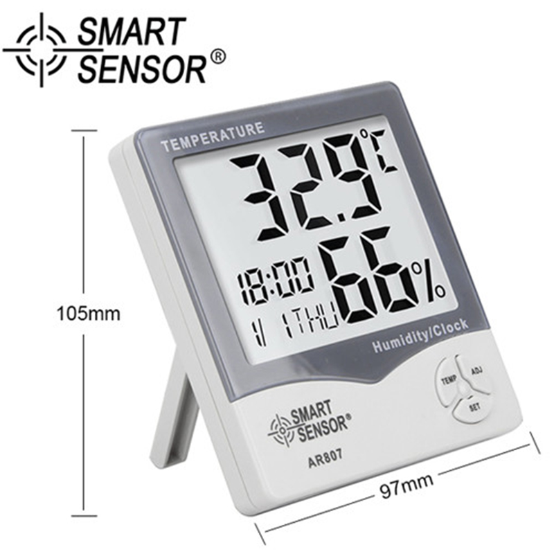 Picture of Smart Sensor Temperature Humidity Clock Meter AR807-Multicolor