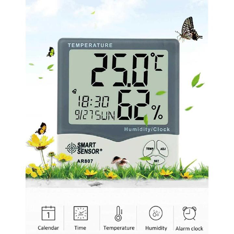 Picture of Smart Sensor Temperature Humidity Clock Meter AR807-Multicolor