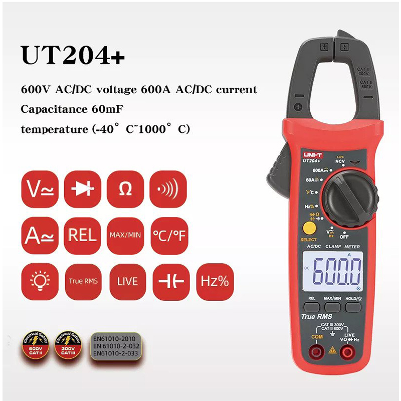 Picture of UNI-T UT204+ Digital Clamp Meter AC/DC 600A-Multicolor