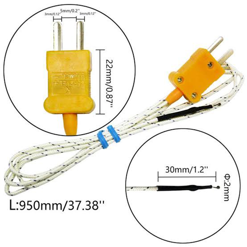 Picture of K Type Thermocouple Probe 1 Meter-Multicolor