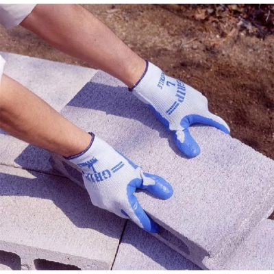 Picture of 6 Pair Nylon Rubber coated Safety Hand Gloves for Industrial , Household, gardening work-Blue