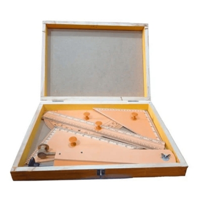 Picture of Wooden Geometry Box for School & College(White Board Geometry Box)-Multicolor