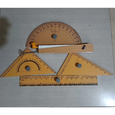 Picture of Wooden Geometry Box for School & College(White Board Geometry Box)-Multicolor