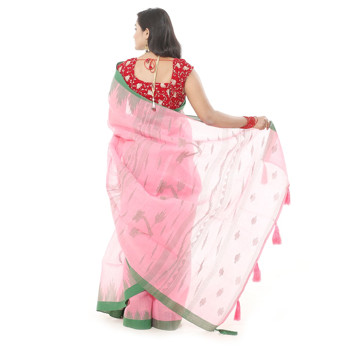 Picture of Tassel Setting Light Pink Monipuri Saree