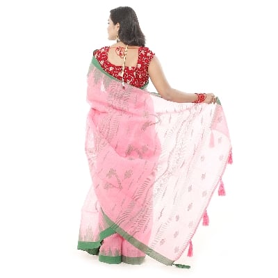 Picture of Tassel Setting Light Pink Monipuri Saree