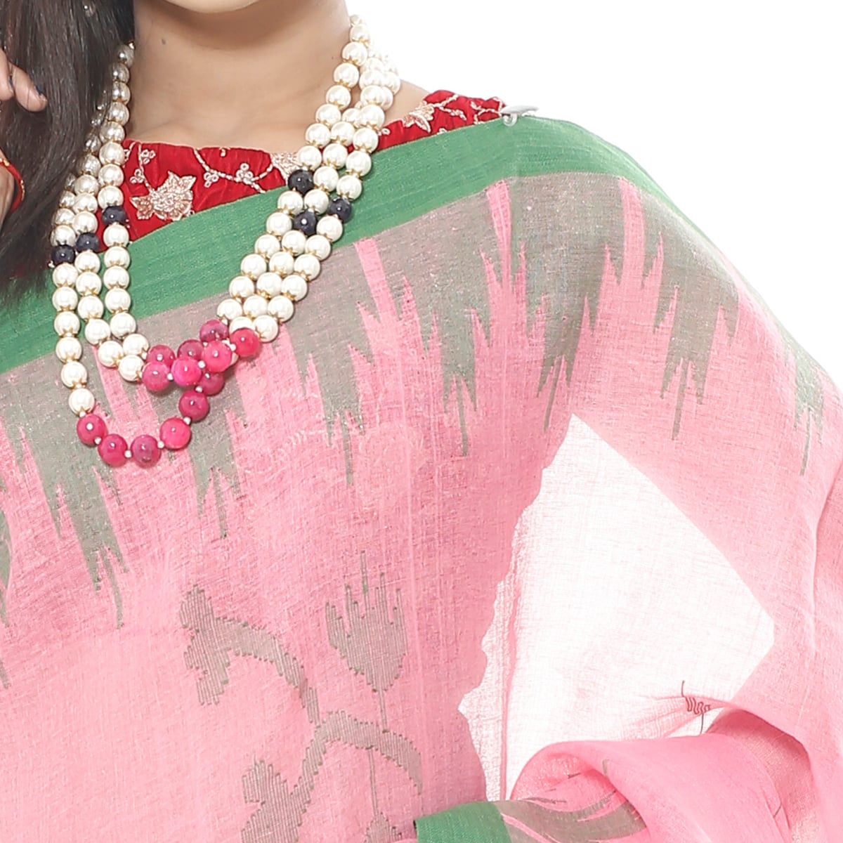 Picture of Tassel Setting Light Pink Monipuri Saree