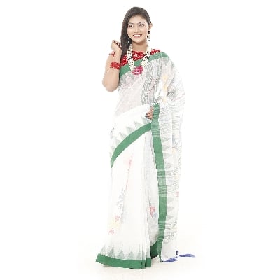 Picture of Tassel Setting White Color Monipuri Saree
