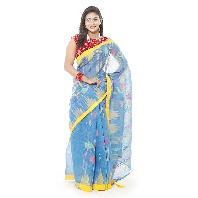 Picture of Tassel Setting Dodger Blue Color Monipuri Saree