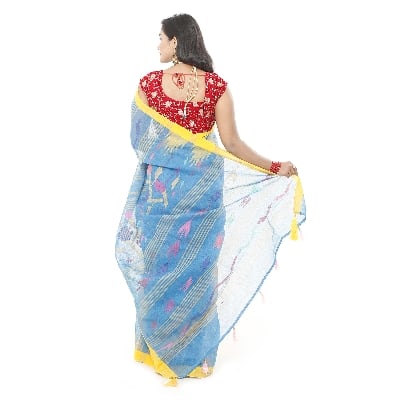 Picture of Tassel Setting Dodger Blue Color Monipuri Saree