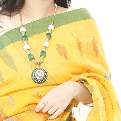 Picture of Yellow Color Monipuri Tant Saree With Tassel Setting