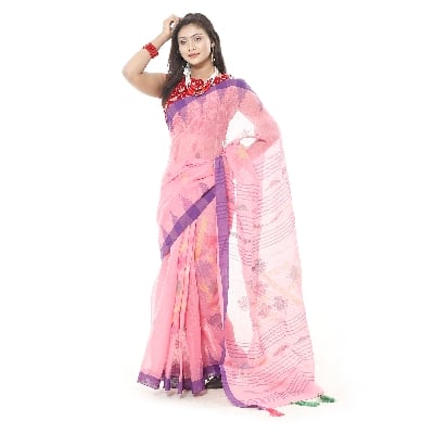 Picture of Tassel Setting Light Pink Monipuri Tant Saree