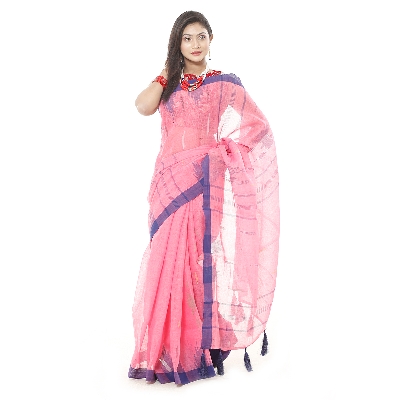 Picture of Light Pink Color Tassel Setting Monipuri Tant Saree