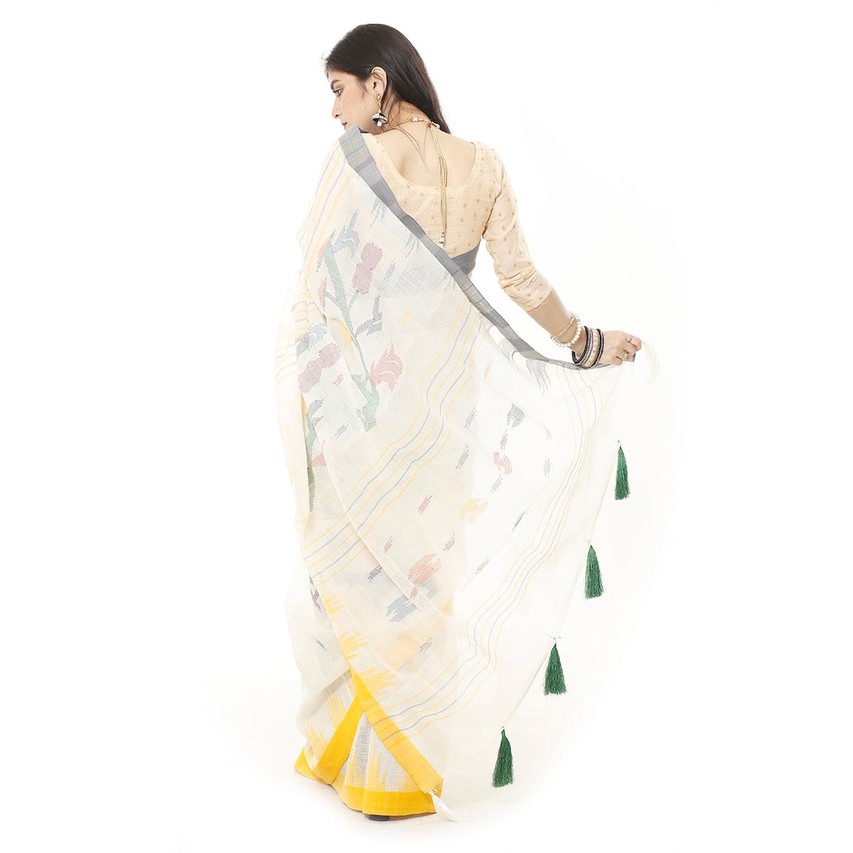 Picture of Tassel Setting Multicolor Monipuri Tant Saree