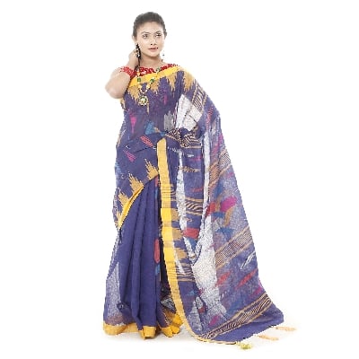 Picture of Tassel Setting Purple Color Monipuri Tant Saree