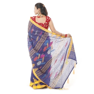 Picture of Tassel Setting Purple Color Monipuri Tant Saree