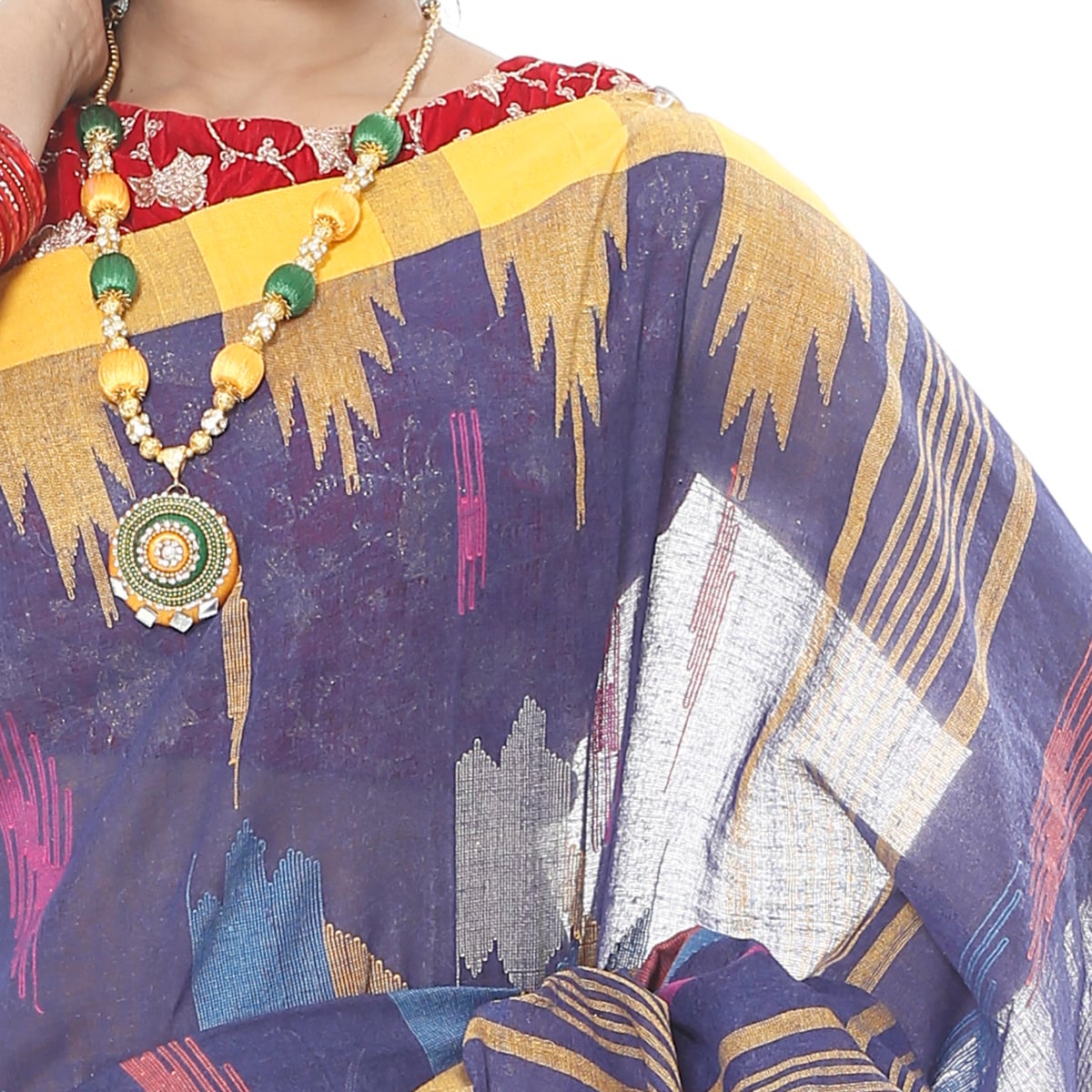 Picture of Tassel Setting Purple Color Monipuri Tant Saree