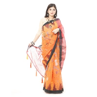 Picture of Tassel Setting Multicolor Monipuri Tant Saree
