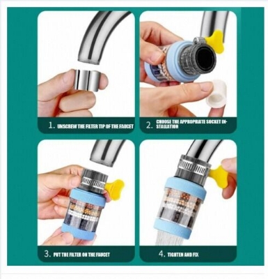 Picture of Universal Shower Faucet 6 Layers Faucet Water Filter Tap Purifier Splash-proof Water Saving Bubbler for Bathroom Home Kitchen-Multicolor