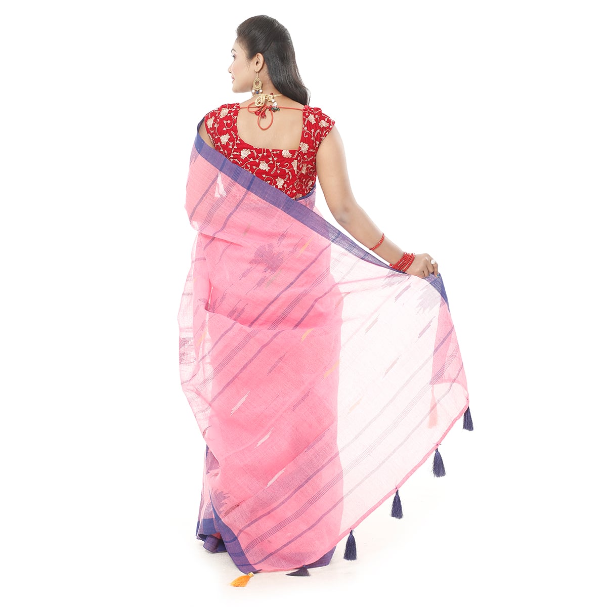 Picture of Light Pink Color Tassel Setting Monipuri Tant Saree