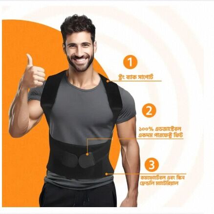 Picture of Adjustable Posture Corrector and Back Support Belt-Black