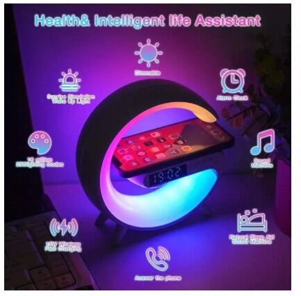 Picture of G63 Smart Light Sound Speaker Machine Fast Charging Alarm Clock 7-Color RGB Music Player Speaker-Multicolor