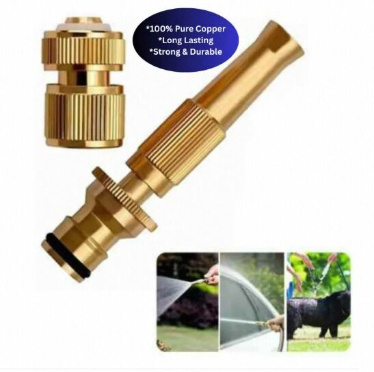 Picture of High Pressure Water Gun Household Pure Copper Direct Spray Gun Flower Watering Tool Adjustable Pressure Washer-Gold
