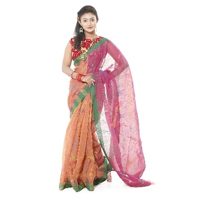 Picture of Tassel Setting Multicolor Monipuri Tant Saree