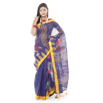 Picture of Tassel Setting Purple Color Monipuri Tant Saree