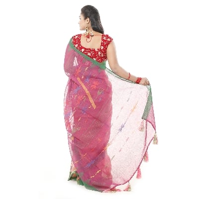 Picture of Tassel Setting Multicolor Monipuri Tant Saree