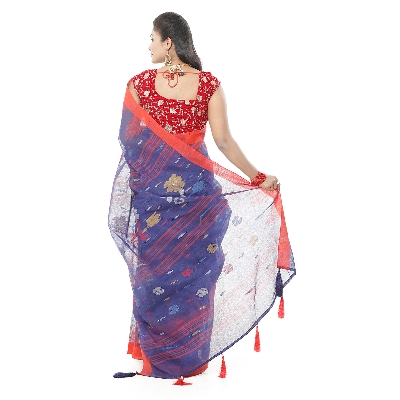 Picture of Tassel Setting Purple Color Monipuri Tant Saree
