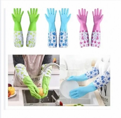 Picture of High Quality Multicolor Silicone Kitchen Hand Gloves for Garden/Dish Washing - 1 Pair-Multicolor