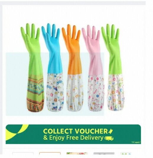 Picture of High Quality Multicolor Silicone Kitchen Hand Gloves for Garden/Dish Washing - 1 Pair-Multicolor