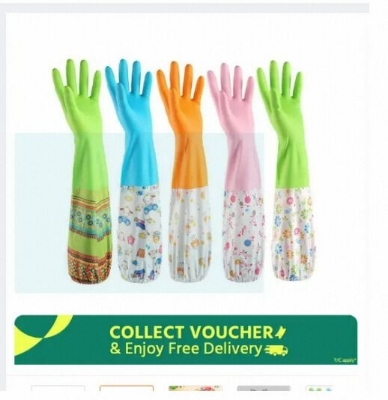 Picture of High Quality Multicolor Silicone Kitchen Hand Gloves for Garden/Dish Washing - 1 Pair-Multicolor