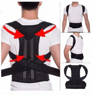 Picture of Adjustable Back Posture Corrector Back Pain Relief Belt Spine Waist Support Correction Straps Posture Belt For Men Women - Black-Black