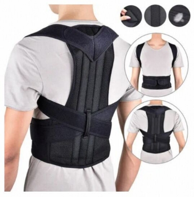 Picture of Adjustable Back Posture Corrector Back Pain Relief Belt Spine Waist Support Correction Straps Posture Belt For Men Women - Black-Black