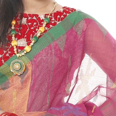 Picture of Tassel Setting Multicolor Monipuri Tant Saree