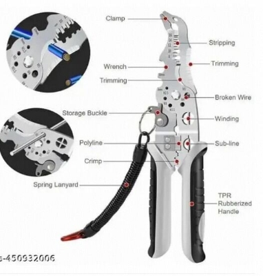 Picture of Multifunctional Wire Stripper, Crimper & Cable Cutter Pliers-Multicolor