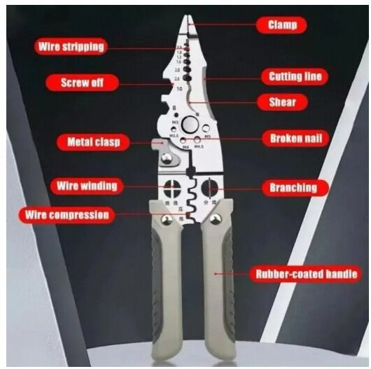 Picture of Multifunctional Wire Stripper, Crimper & Cable Cutter Pliers-Multicolor