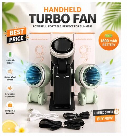 Picture of PlayHot Portable Handheld Turbo Fan, 5-Speed Rechargeable Mini Fan-Multicolor
