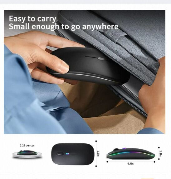 Picture of Rechargeable Wireless RGB Optical Mouse for PC & Laptop-Black